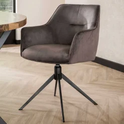 Wohnen Samt Drehstühle mit Armlehnen - Austino (2er Set)