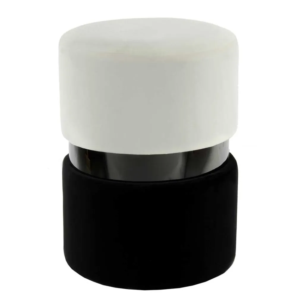 Wohnen Samt Hocker in Creme & Schwarz - Gilianoa