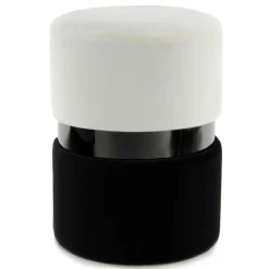 Wohnen Samt Hocker in Creme & Schwarz - Gilianoa