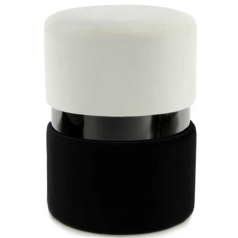 Wohnen Samt Hocker in Creme & Schwarz - Gilianoa