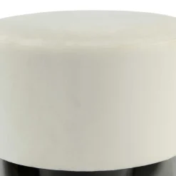 Wohnen Samt Hocker in Creme & Schwarz - Gilianoa