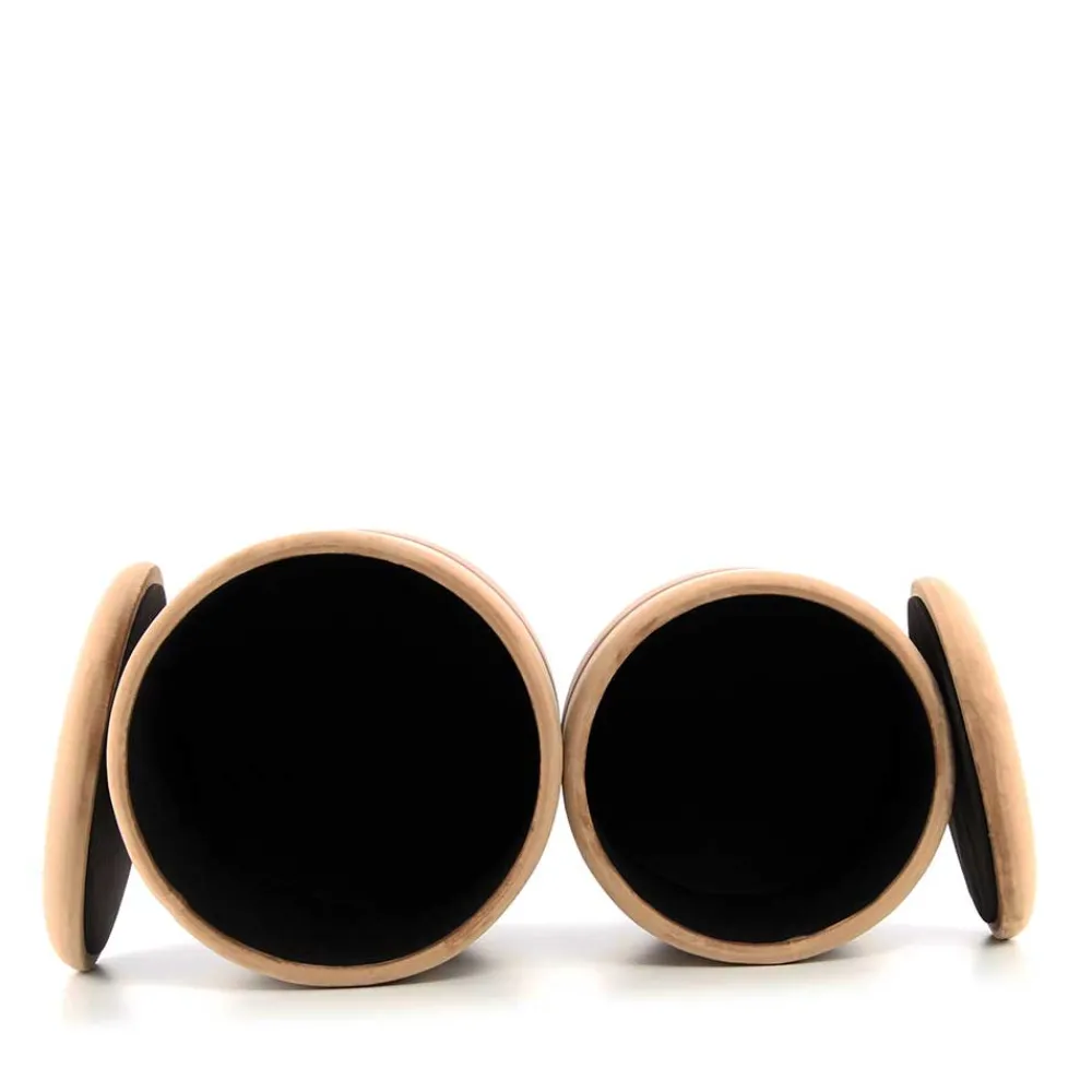 Wohnen Samt Hocker Set in Hellbraun & Braun - Valerana (zweiteilig)