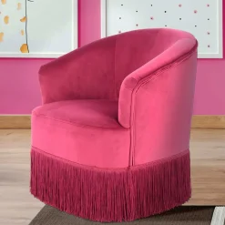 Wohnen Samt Kindersessel in Pink mit Fransen - Lagada