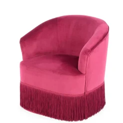 Wohnen Samt Kindersessel in Pink mit Fransen - Lagada