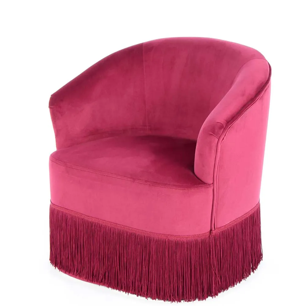 Wohnen Samt Kindersessel in Pink mit Fransen - Lagada