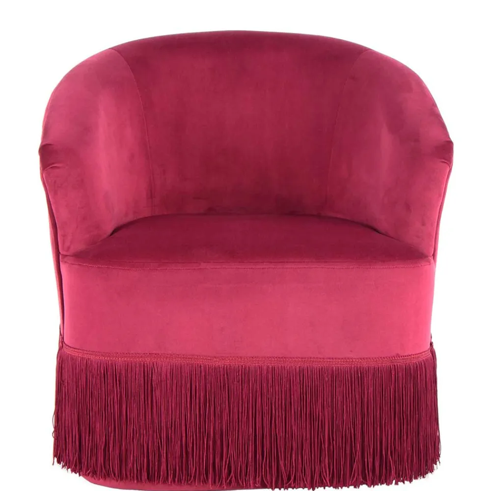 Wohnen Samt Kindersessel in Pink mit Fransen - Lagada