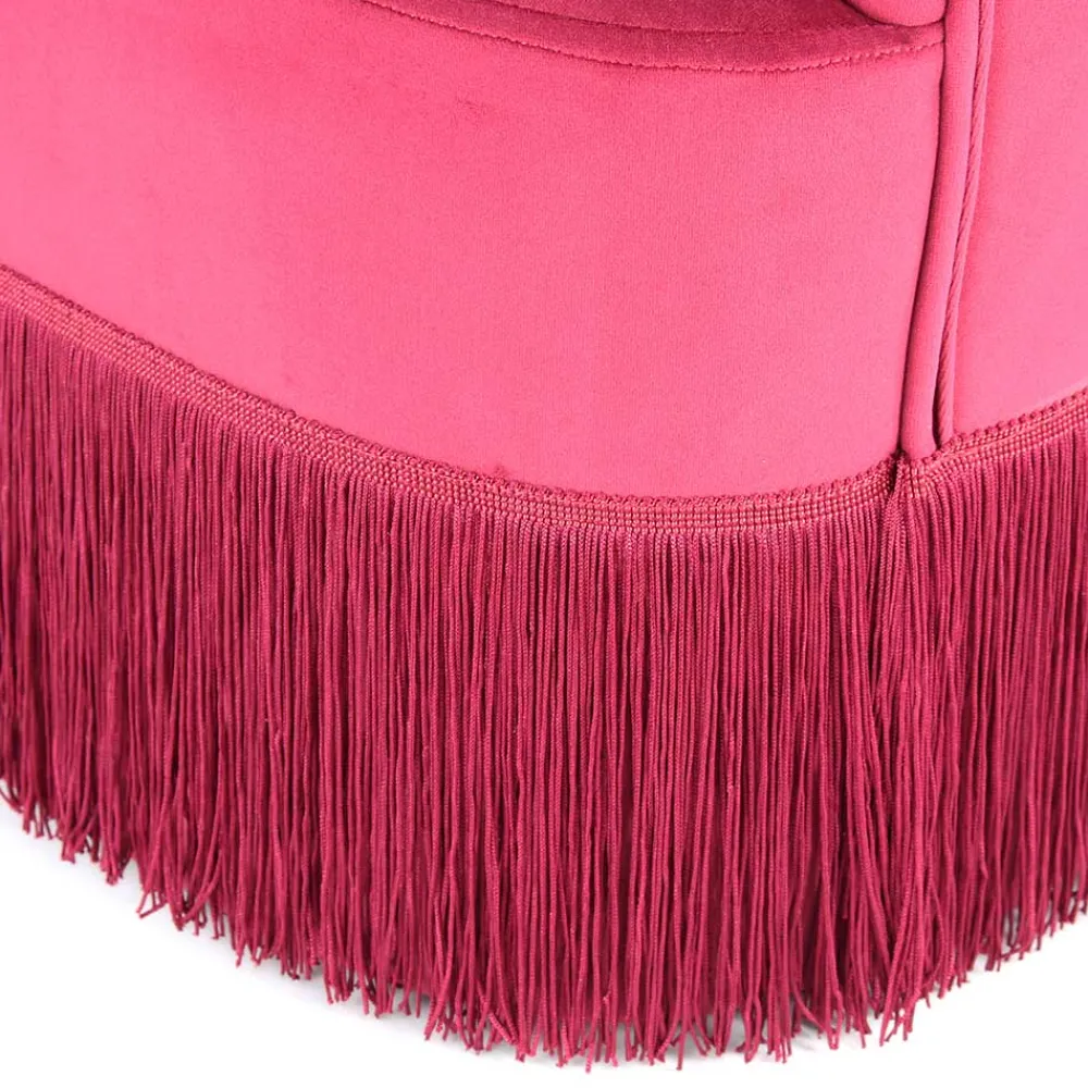 Wohnen Samt Kindersessel in Pink mit Fransen - Lagada