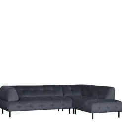 Wohnen Sofas|Sofa*Samt L-Sofa in Dunkelgrau - Roccoss