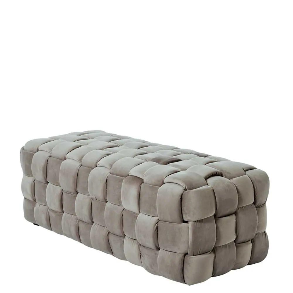 Wohnen Samt Polsterbank in Taupe - Flechtoptik - Josch