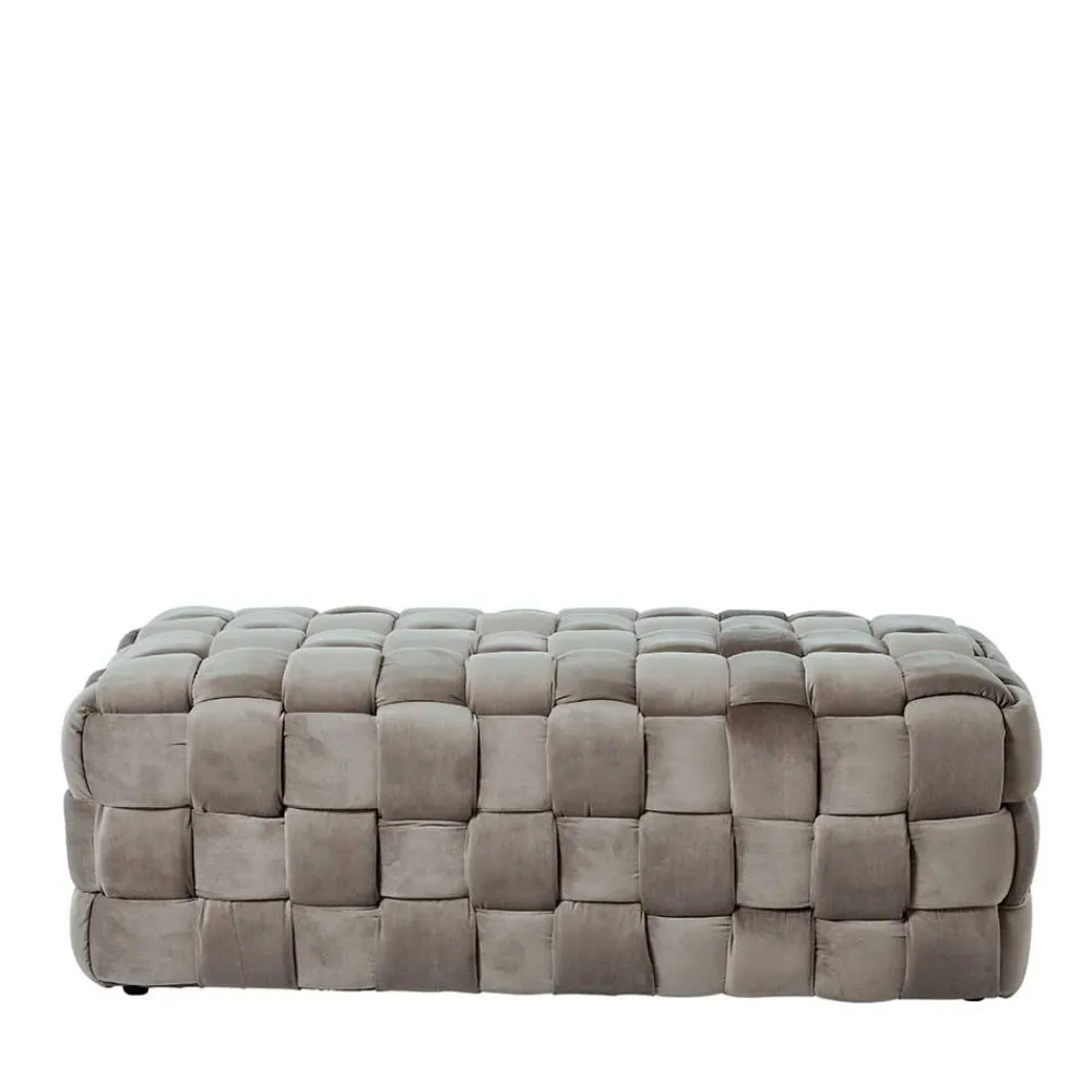 Wohnen Samt Polsterbank in Taupe - Flechtoptik - Josch