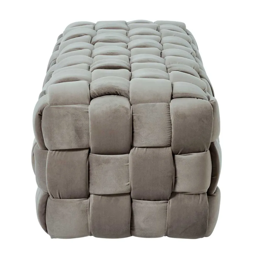 Wohnen Samt Polsterbank in Taupe - Flechtoptik - Josch