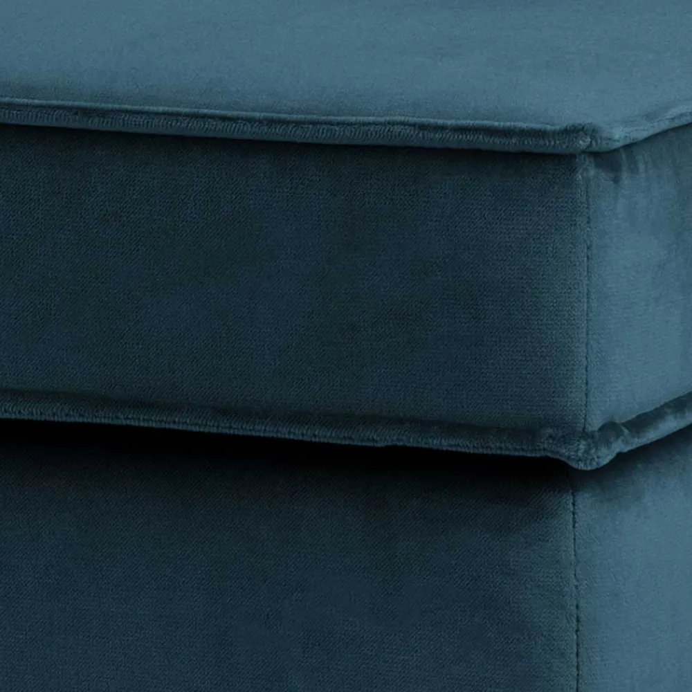 Wohnen Samt Polsterhocker in Blau & Schwarz - Cumagon
