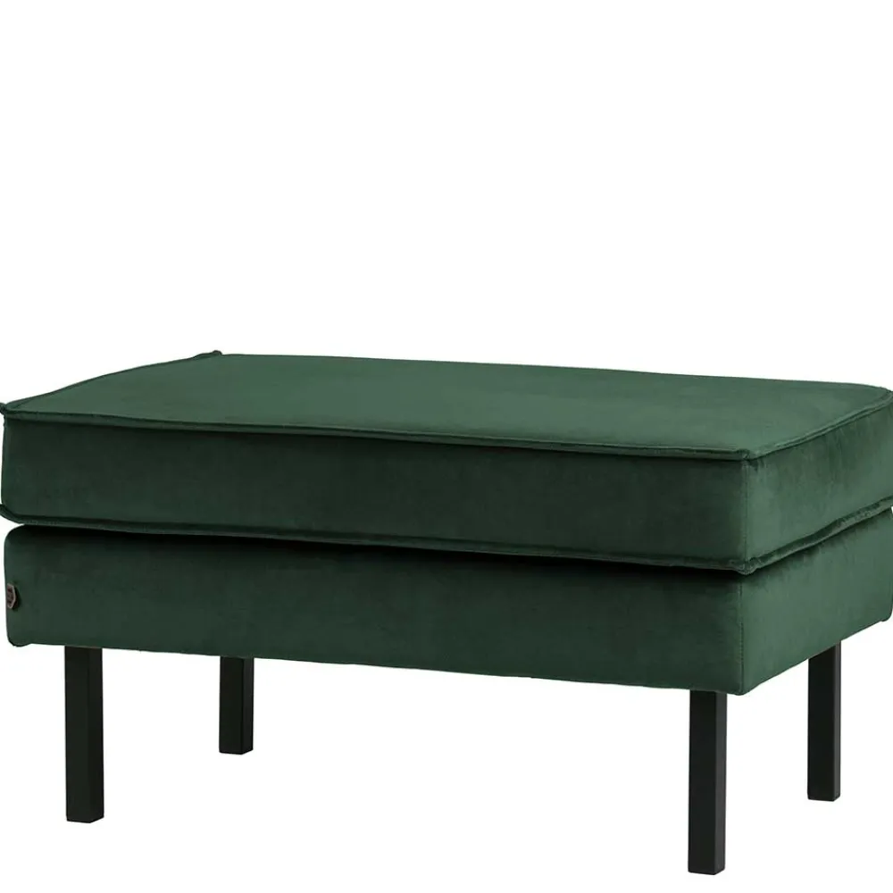 Wohnen Retro Möbel|Sessel & Hocker*Samt Polsterhocker in Grün - Distroit