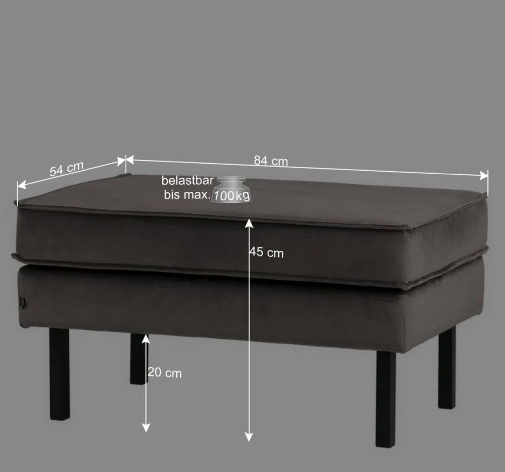 Wohnen Retro Möbel|Sessel & Hocker*Samt Polsterhocker in Grün - Distroit