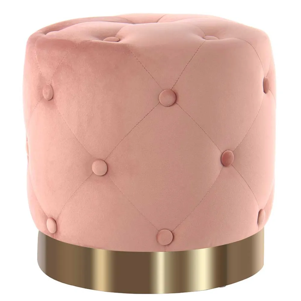 Wohnen Samt Polsterhocker mit Knopf-Heftungen - Teamona