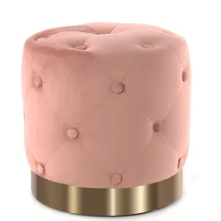 Wohnen Samt Polsterhocker mit Knopf-Heftungen - Teamona