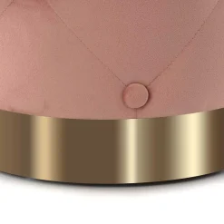 Wohnen Samt Polsterhocker mit Knopf-Heftungen - Teamona