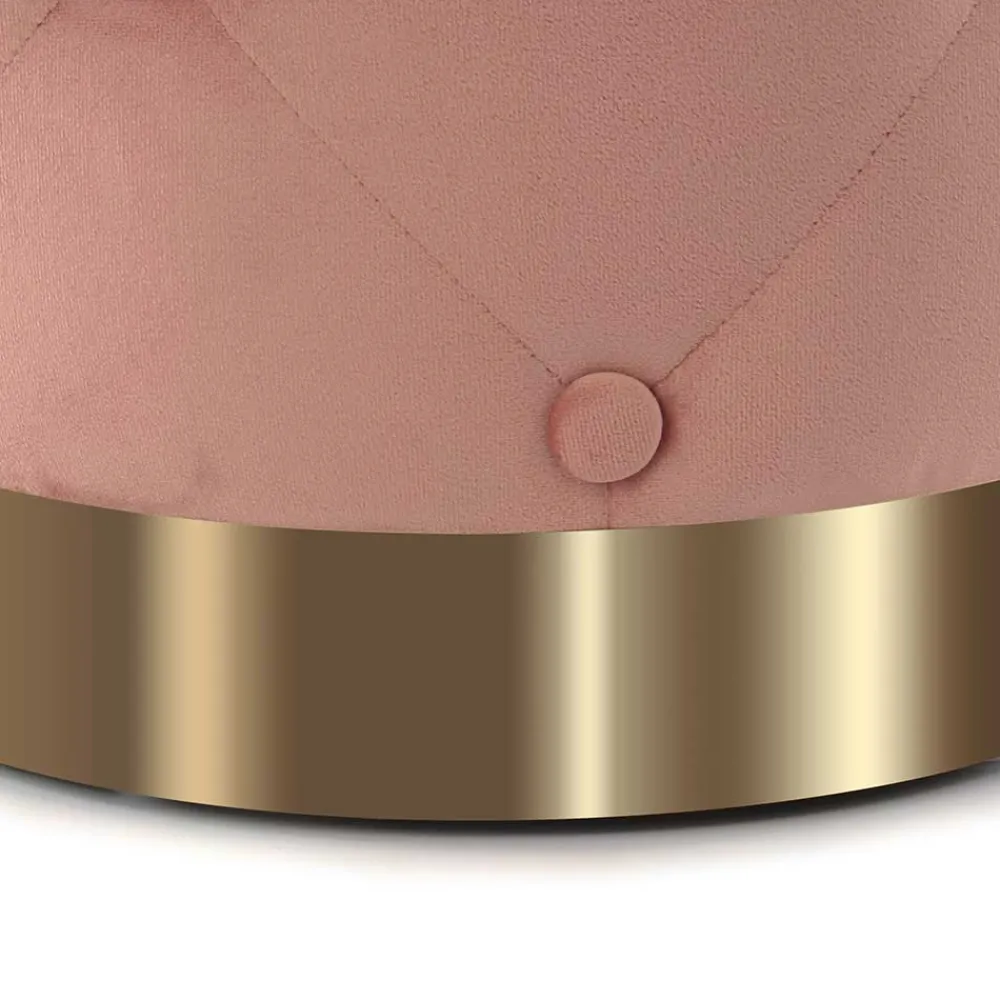 Wohnen Samt Polsterhocker mit Knopf-Heftungen - Teamona