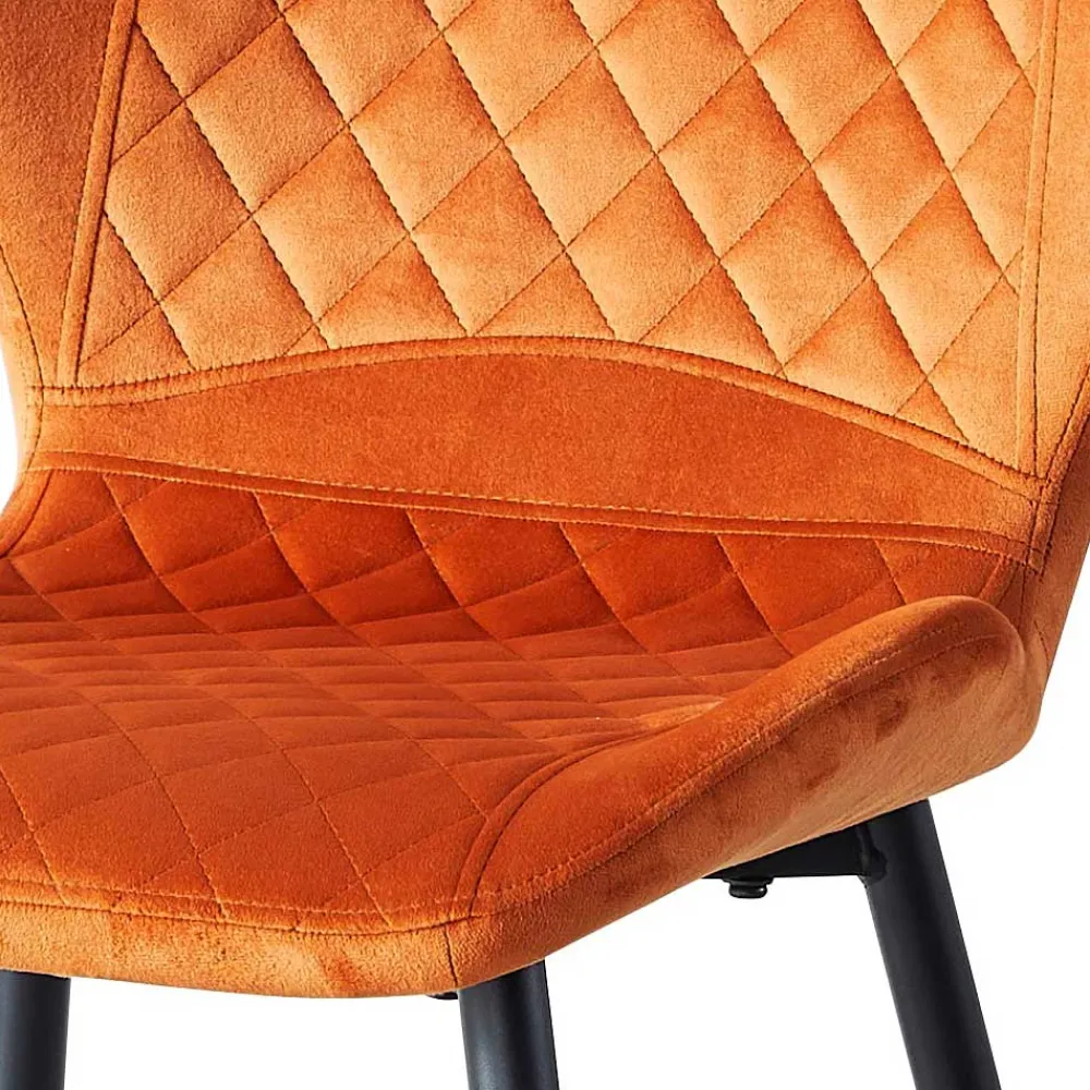 Wohnen Samt Polsterstühle in Orange - Gravita (4er Set)