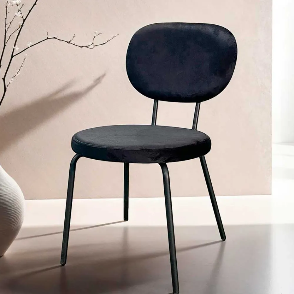 Wohnen Küchenstühle|Esszimmerstühle*Samt Polsterstühle in Schwarz - Siao (2er Set)