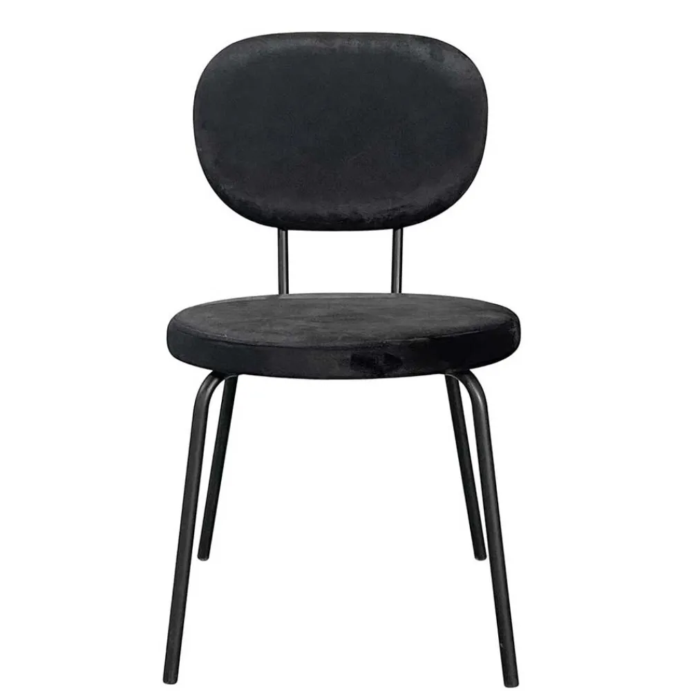 Wohnen Küchenstühle|Esszimmerstühle*Samt Polsterstühle in Schwarz - Siao (2er Set)