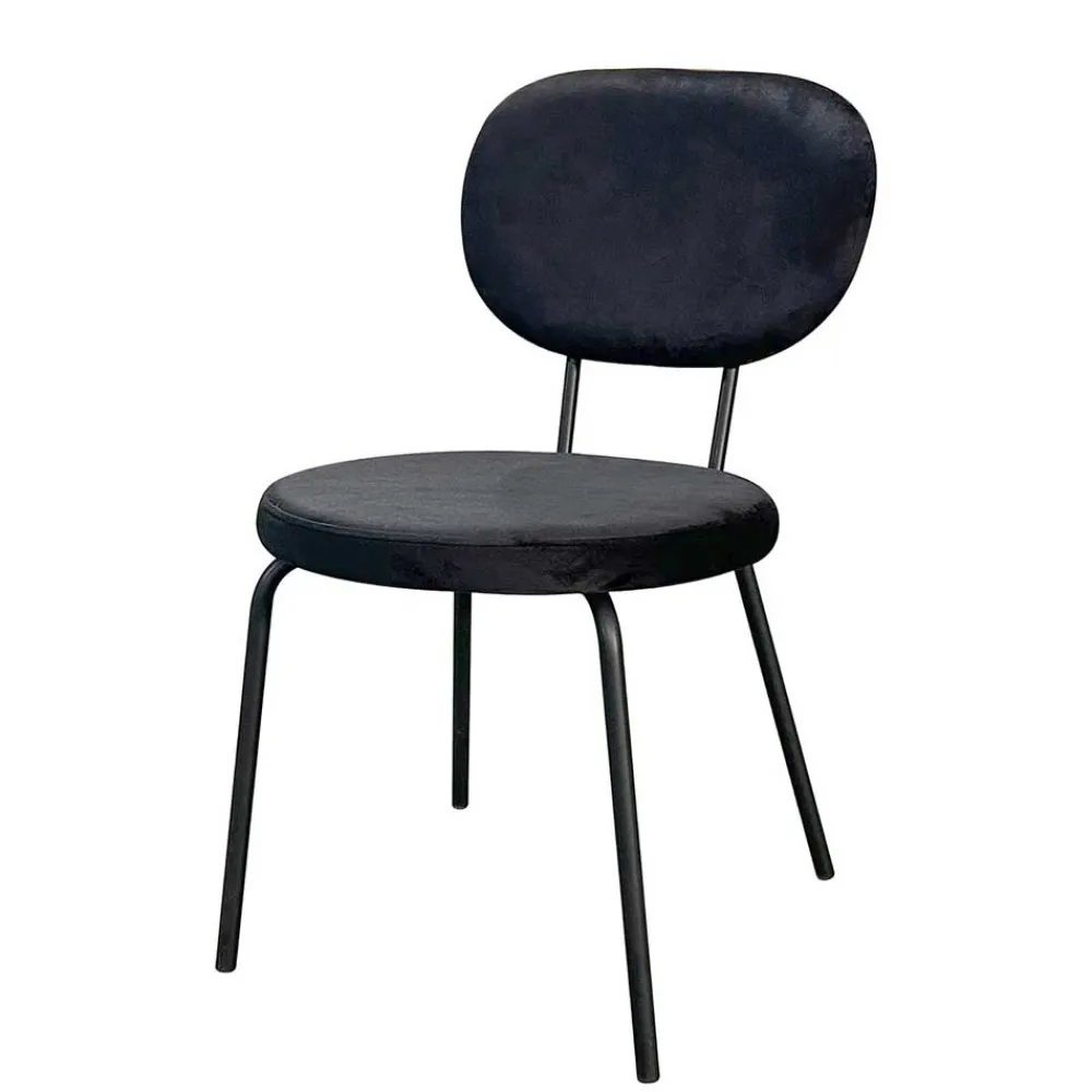 Wohnen Küchenstühle|Esszimmerstühle*Samt Polsterstühle in Schwarz - Siao (2er Set)