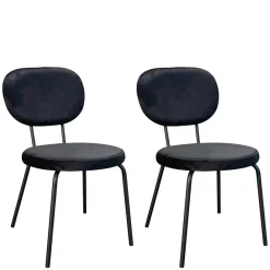 Wohnen Küchenstühle|Esszimmerstühle*Samt Polsterstühle in Schwarz - Siao (2er Set)