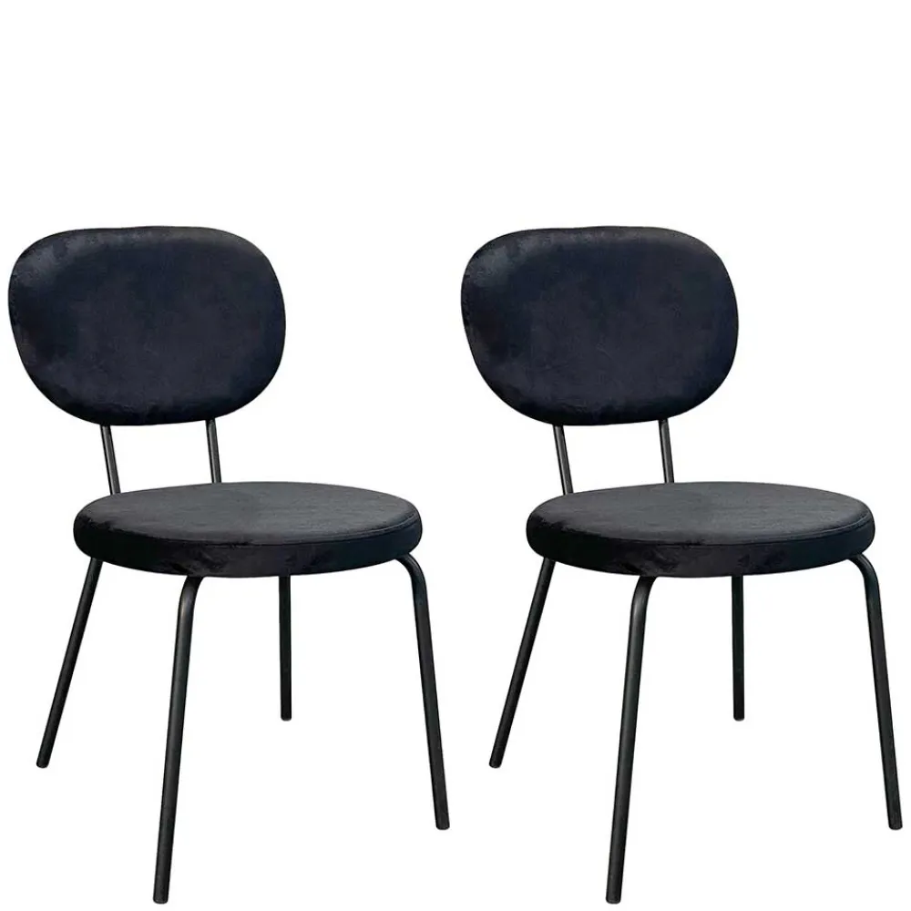 Wohnen Küchenstühle|Esszimmerstühle*Samt Polsterstühle in Schwarz - Siao (2er Set)