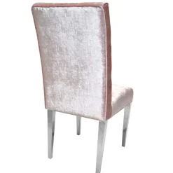 Wohnen Samt Polsterstuhl in Rosa mit Edelstahl Gestell - Lucinda