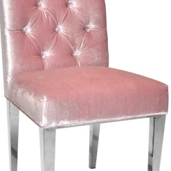 Wohnen Samt Polsterstuhl in Rosa mit Edelstahl Gestell - Lucinda