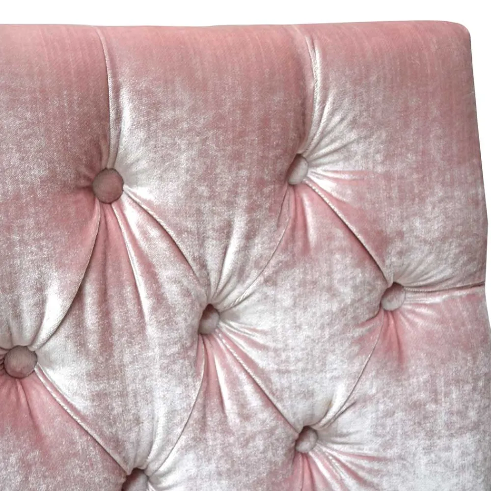 Wohnen Samt Polsterstuhl in Rosa mit Edelstahl Gestell - Lucinda