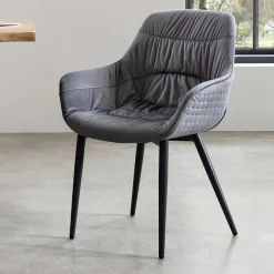 Wohnen Samt Polsterstuhl mit Armlehnen in Grau - Duong