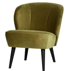 Wohnen Schwarze Möbel|Sessel & Hocker*Samt Retro Sessel in Khaki Grün - Giva