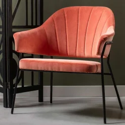 Wohnen Samt Retrosessel in Apricot - Roryn