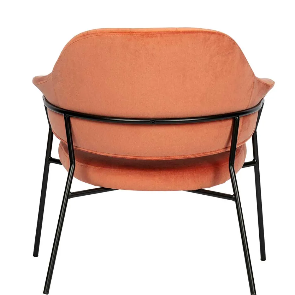 Wohnen Samt Retrosessel in Apricot - Roryn