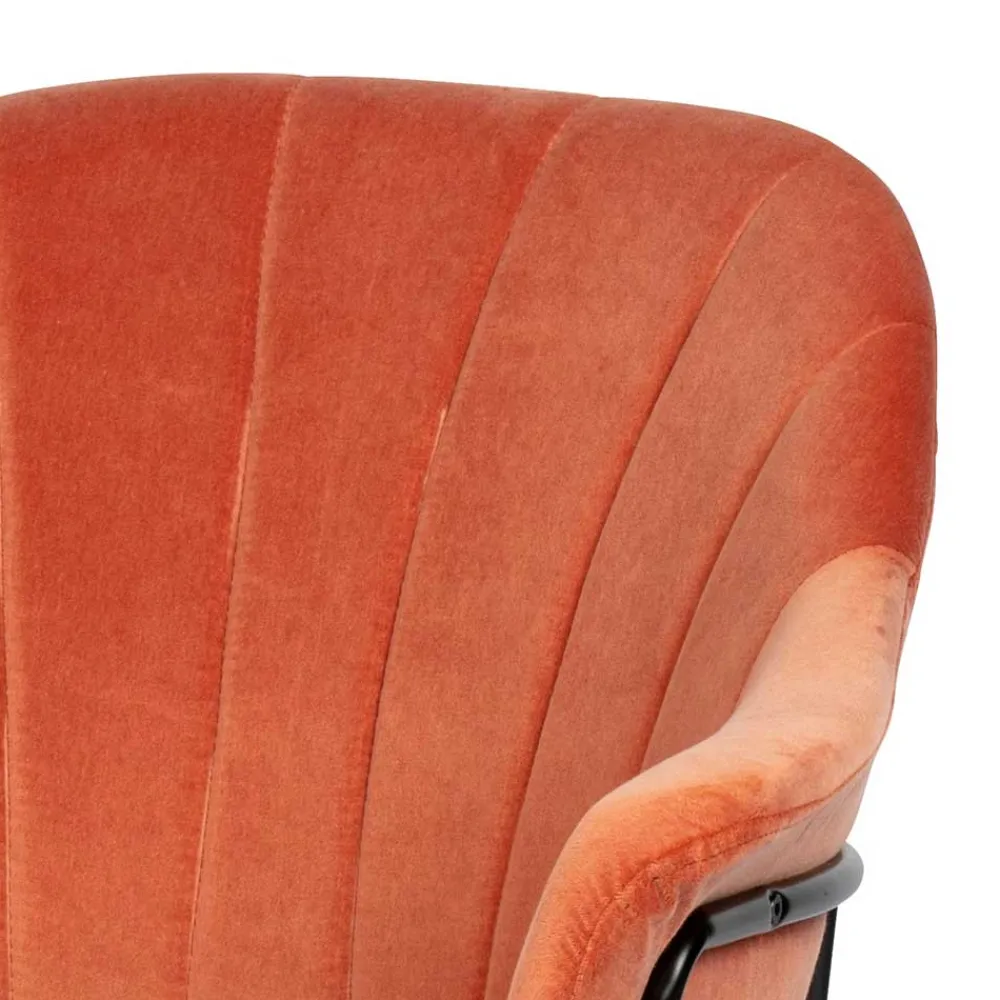 Wohnen Samt Retrosessel in Apricot - Roryn
