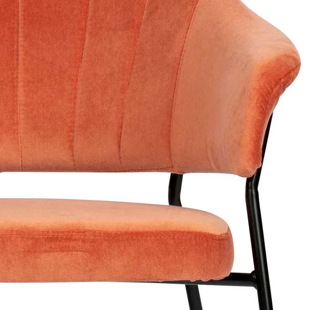 Wohnen Samt Retrosessel in Apricot - Roryn