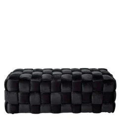 Wohnen Bettbänke|Esszimmerbänke*Samt Sitzbank in Schwarz Flechtdesign - Addara