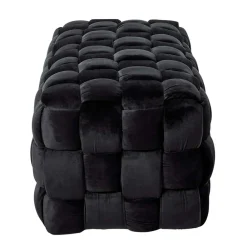 Wohnen Bettbänke|Esszimmerbänke*Samt Sitzbank in Schwarz Flechtdesign - Addara