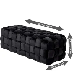 Wohnen Bettbänke|Esszimmerbänke*Samt Sitzbank in Schwarz Flechtdesign - Addara