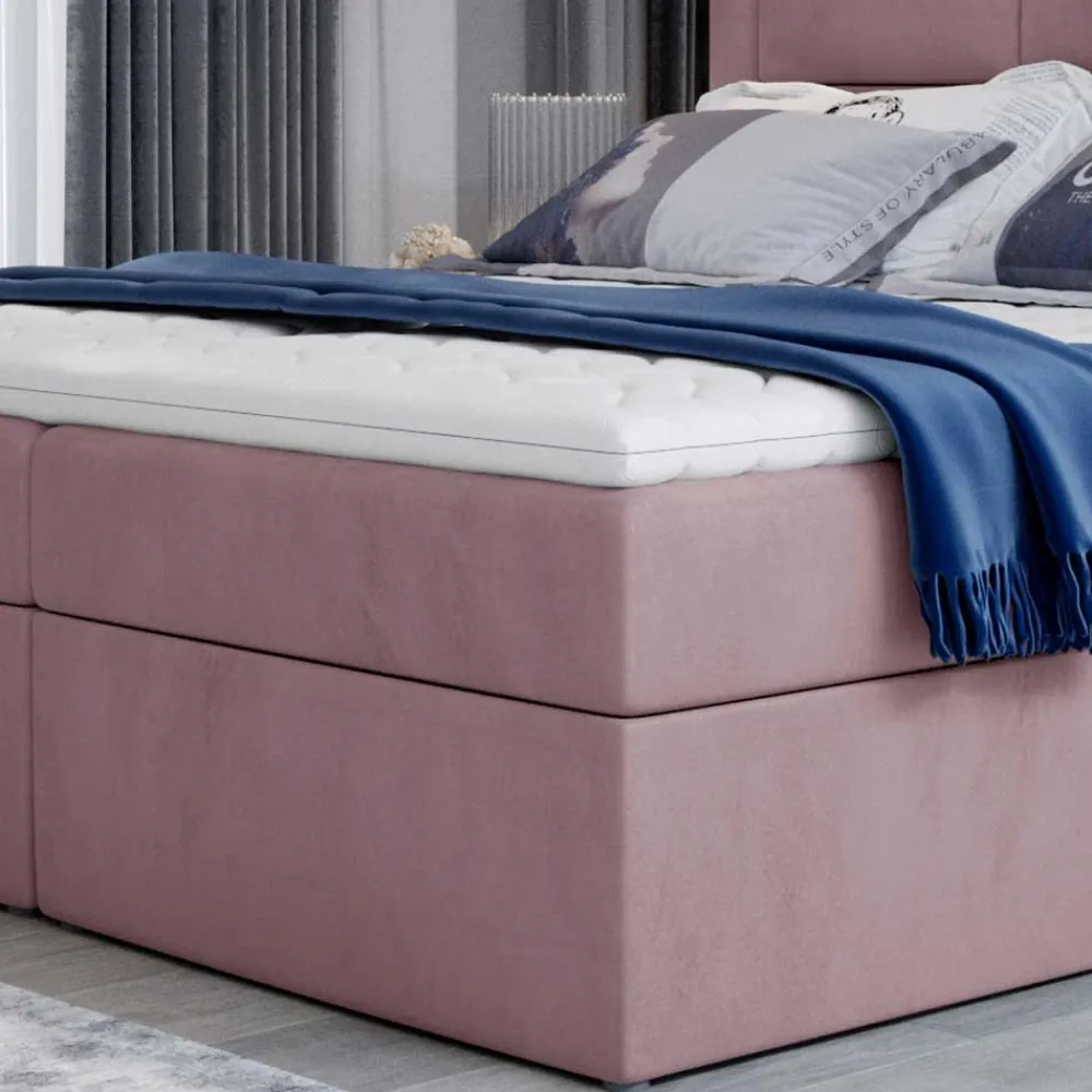 Wohnen Jugendbetten*Samt Stauraumbett in Altrosa - Green