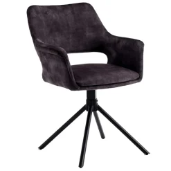 Wohnen Schwarze Möbel|Graue Möbel*Samt Tischsessel in Anthrazit - Keviz (2er Set)