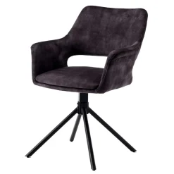 Wohnen Schwarze Möbel|Graue Möbel*Samt Tischsessel in Anthrazit - Keviz (2er Set)