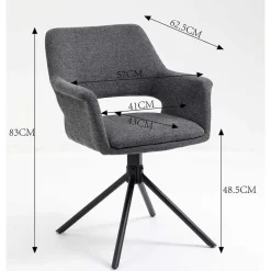 Wohnen Schwarze Möbel|Graue Möbel*Samt Tischsessel in Anthrazit - Keviz (2er Set)