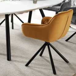 Wohnen Küchenstühle|Esszimmerstühle*Samt Tischsessel in Gold mit Schwarz - Viradio (2er Set)