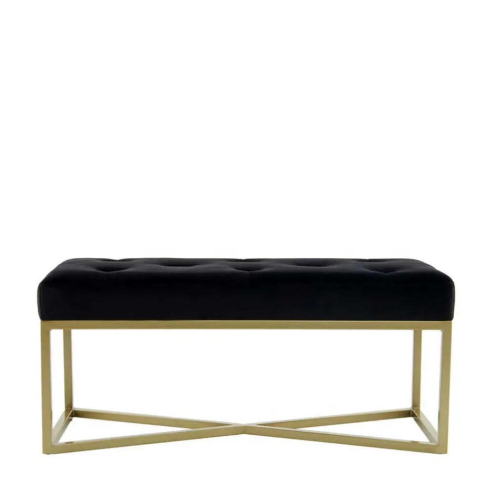 Wohnen Samtbank in Schwarz mit Gold - Carantec