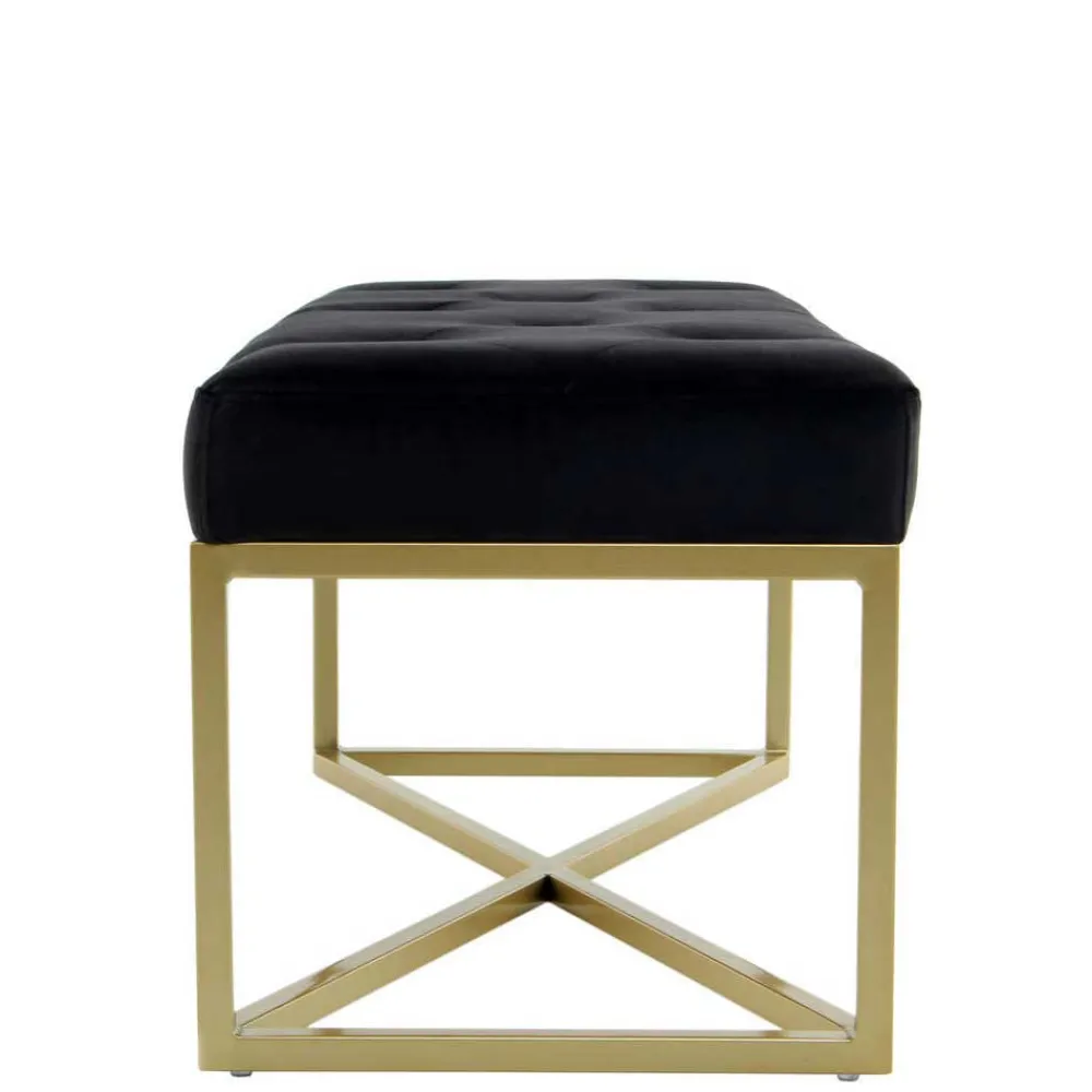 Wohnen Samtbank in Schwarz mit Gold - Carantec