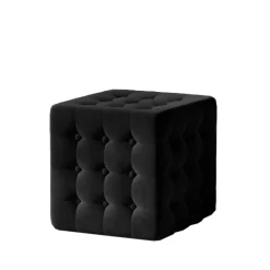 Wohnen Samthocker mit Knöpfen in Schwarz - Nanylea