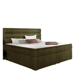 Wohnen Betten|Betten*Samt-Polsterbett in Oliv Grün - Frisata