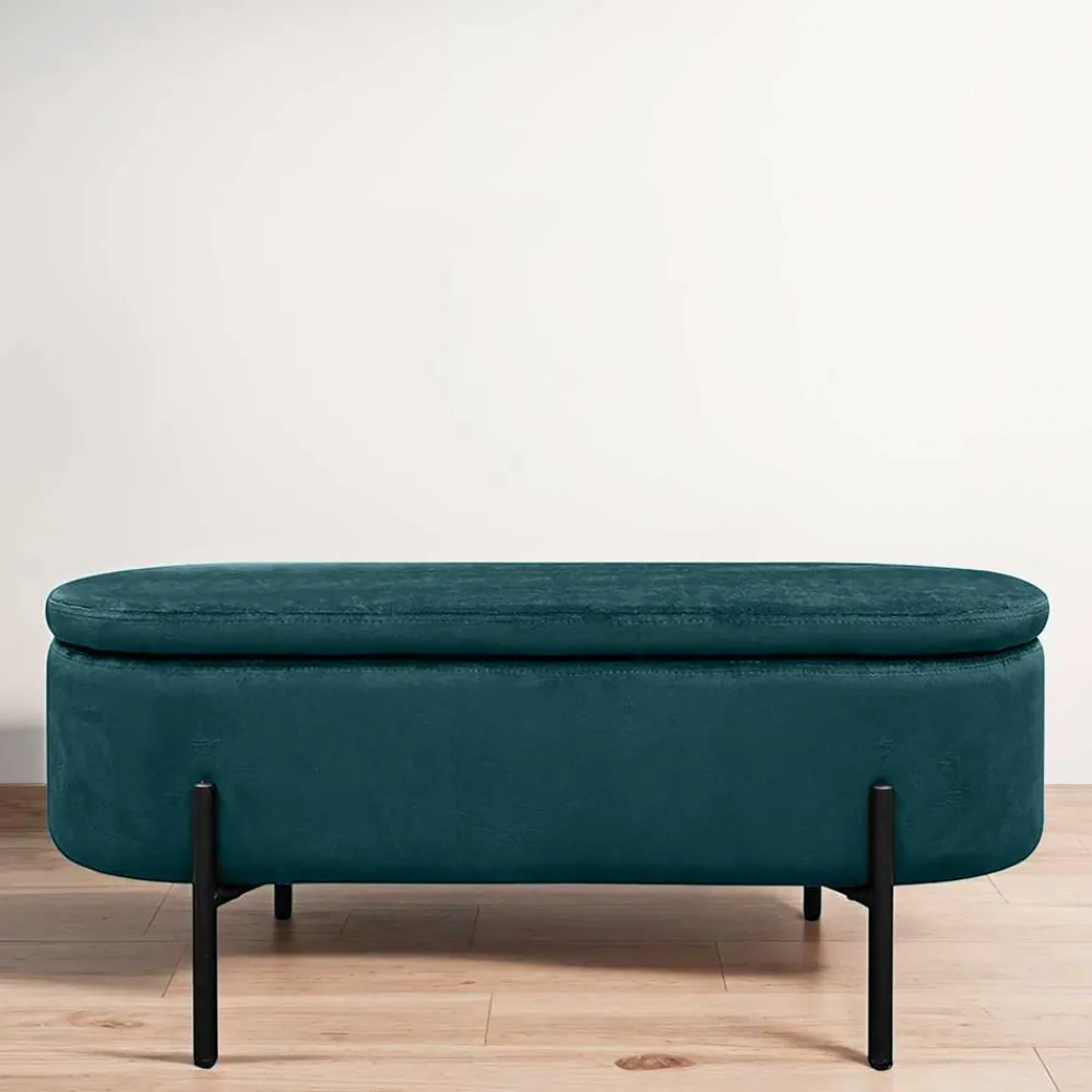 Wohnen Samt-Truhenbank in Dunkelgrün - Comota